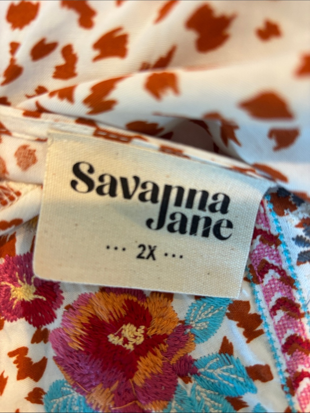 Savanna Jane White & Rust Floral Embroidered Blouse - Picture 9 of 9
